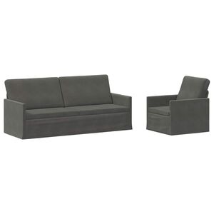 vidaXL Sada pohoviek 2 pcs Tmavosiv&aacute; Kord&uacute;rov&aacute; tkanina
