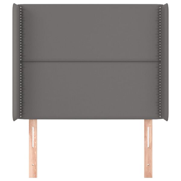 vidaXL Čelo postele so z&aacute;hybmi siv&eacute; 83x16x118/128 cm umel&aacute; koža