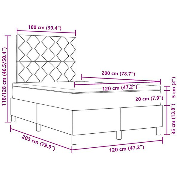 vidaXL Posteľ s pružinov&yacute;m r&aacute;mom s matracmi Čierna 120 x 200 cm l&aacute;tka