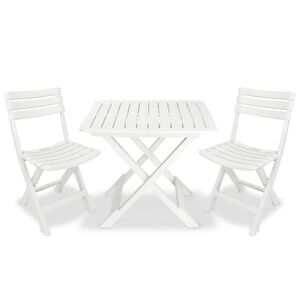vidaXL 3-dielna skladacia bistro s&uacute;prava plast biela
