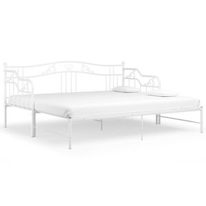 vidaXL R&aacute;m rozkladacej pohovky biely kovov&yacute; 90x200 cm