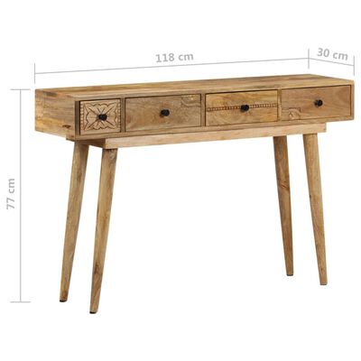 vidaXL Konzolový stolík 118x30x77 cm masívne mangovníkové drevo
