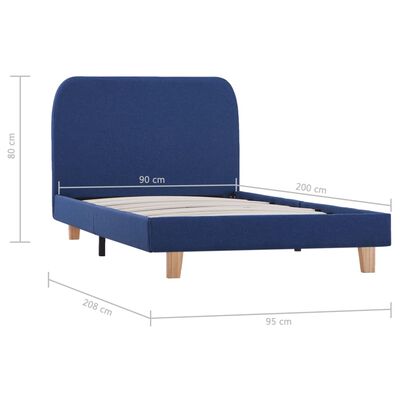 vidaXL Rám postele modrý 90x200 cm látkový
