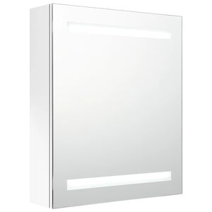 vidaXL LED k&uacute;peľňov&aacute; zrkadlov&aacute; skrinka žiariv&aacute; biela 50x14x60 cm