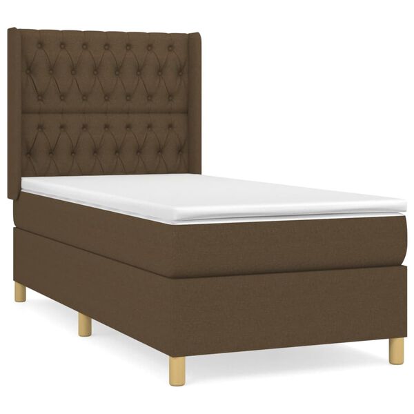 vidaXL Boxspring posteľ s matracom tmavohned&aacute; 100x200 cm l&aacute;tka