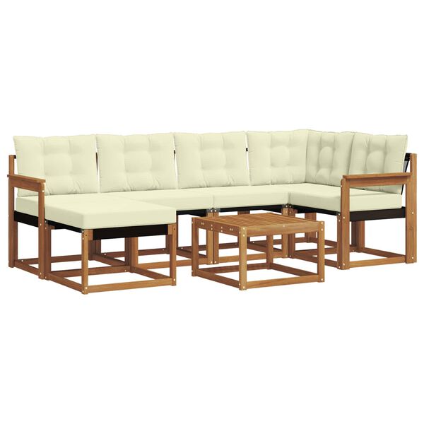 vidaXL Z&aacute;hradn&aacute; s&uacute;prava gaučov s vank&uacute;&scaron;om 7 pcs Pr&iacute;rodn&aacute; a kr&eacute;mov&aacute;