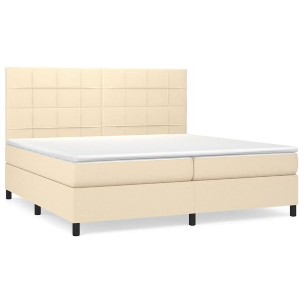vidaXL Boxspring posteľ s matracom kr&eacute;mov&aacute; 200x200 cm l&aacute;tka