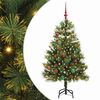 vidaXL Umel&yacute; vianočn&yacute; stromček s pni&scaron;kami Zelen&aacute; 150 cm PVC a PE a kov