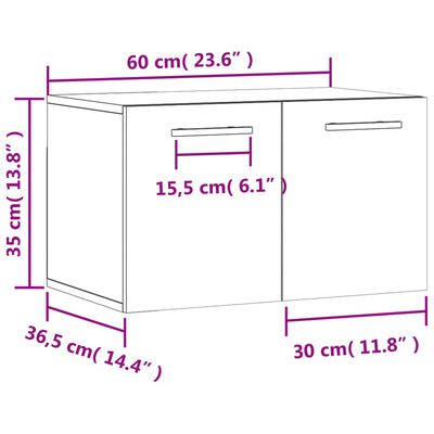 vidaXL Nástenná skrinka, betónovo sivá 60x36,5x35 cm, kompozitné drevo