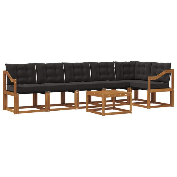 vidaXL Z&aacute;hradn&aacute; s&uacute;prava gaučov s vank&uacute;&scaron;om 7 pcs Pr&iacute;rodn&aacute; a čierna