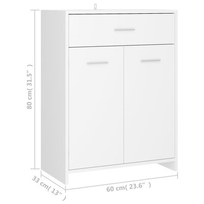 vidaXL Kúpeľňová skrinka, biela 60x33x80 cm, kompozitné drevo