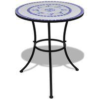 vidaXL Bistro stolík, modro biely 60 cm, mozaikový