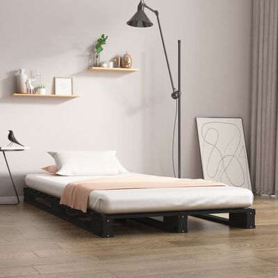 vidaXL Paletová posteľ, čierna 90x190 cm, borovica, jednolôžko