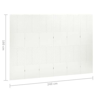 vidaXL Paraván so 6 panelmi, biely 240x180 cm oceľ