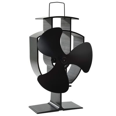 vidaXL Teplom poháňaný ventilátor na krb s 3 lopatkami čierny