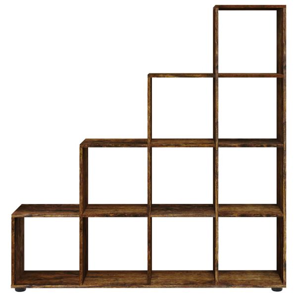 vidaXL Knižnica v tvare schodov dymov&yacute; dub 142 cm spracovan&eacute; drevo