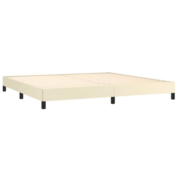 vidaXL Boxspring posteľ s matracom kr&eacute;mov&aacute; 200x200 cm umel&aacute; koža