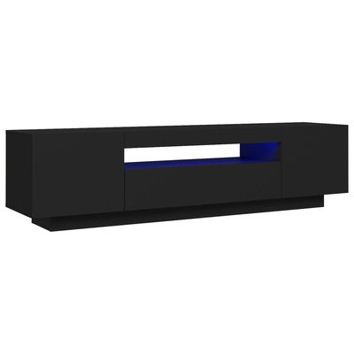 vidaXL TV skrinka s LED svetlami čierna 160x35x40 cm