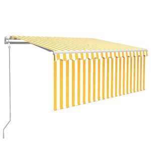 vidaXL Automatick&aacute; mark&iacute;za tienidlo&LED&senzor vetra 3x2,5m žlto-biela