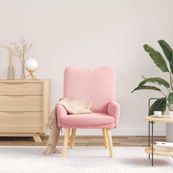 vidaXL kreslo Ružov&aacute; 63 x 67 x 94 cm Tkanina z ovčej vlny a plywood