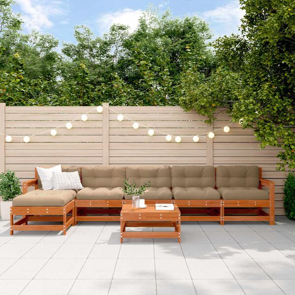 vidaXL Z&aacute;hradn&yacute; lounge set 7 pcs Voskov&aacute; Hned&aacute; Mas&iacute;vna borovica