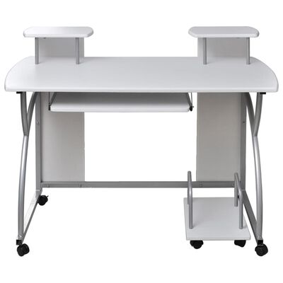 vidaXL Počítačový stôl biely 110x52x88,5 cm spracované drevo