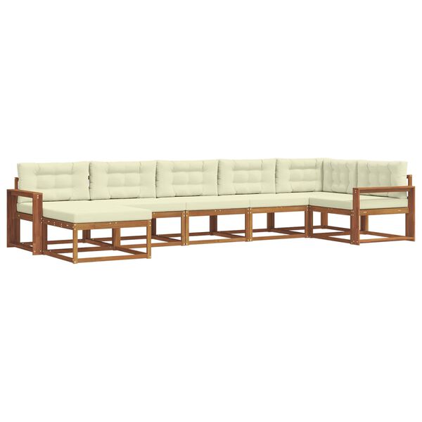 vidaXL Z&aacute;hradn&aacute; s&uacute;prava gaučov s vank&uacute;&scaron;om 7 pcs Pr&iacute;rodn&aacute; a kr&eacute;mov&aacute;