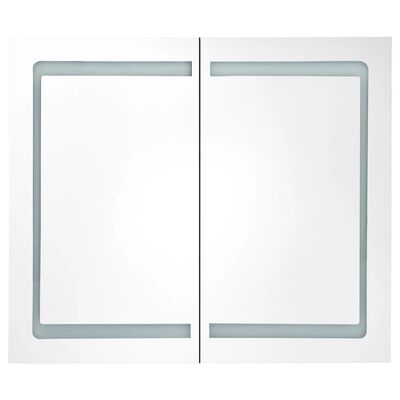 vidaXL LED kúpeľňová zrkadlová skrinka farba dubu 80x12x68 cm