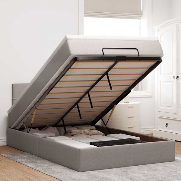 VidaXL Osmansk&aacute; posteľ s matracom a LED di&oacute;dami Taupe 120x200 cm L&aacute;tka