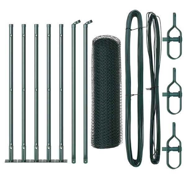 vidaXL Stĺp na plot. Zelená 10 x 0,5 m (25 mm sieť) Ocel a PVC