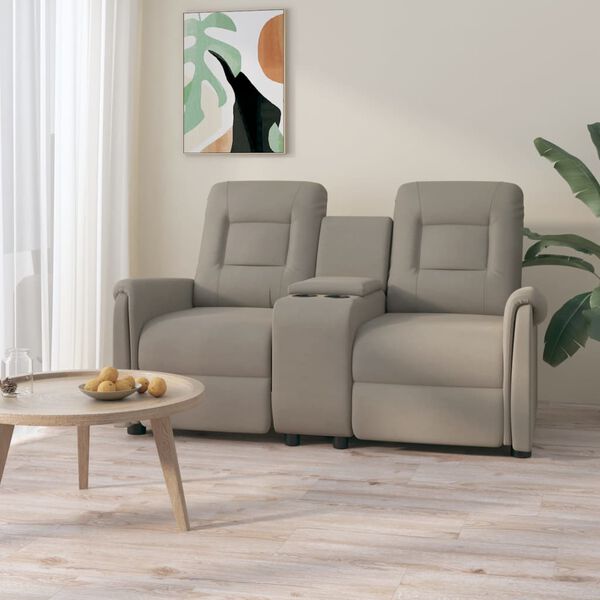 vidaXL 2-miestne skl&aacute;pacie mas&aacute;žne kreslo+držiak na poh&aacute;re, svetlosiv&eacute;