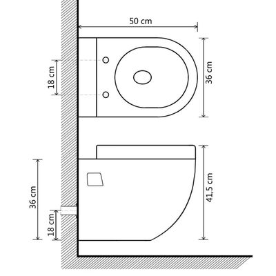 vidaXL Závesná toaleta/WC s podomietkovou nádržkou, keramická, biela