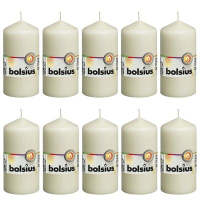 Bolsius Valcové sviečky 10 ks 120x58 mm farba slonoviny