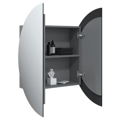 vidaXL Kúpeľňová skrinka s okrúhlym zrkadlom a LED sivá 54x54x17,5 cm