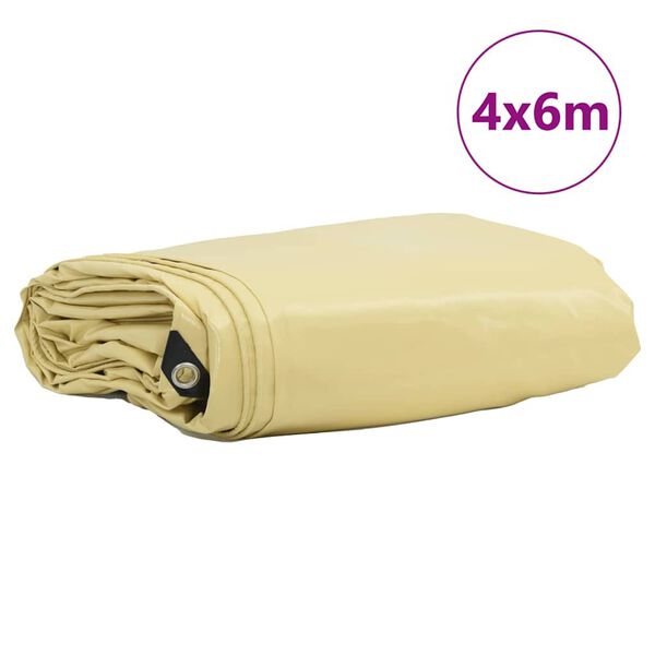vidaXL Tarpaulin 650g / m&sup2; B&eacute;žov&aacute; 4 x 6 m Pl&aacute;tno s PVC povrchom