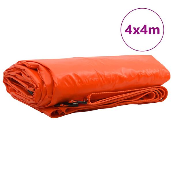 vidaXL Tarpaulin 650g / m² Oranžová 4 x 4 m Plátno s PVC povrchom