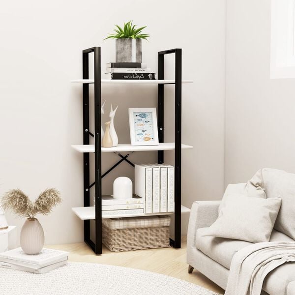 vidaXL Úložná polica biela 60x30x105 cm borovicový masív