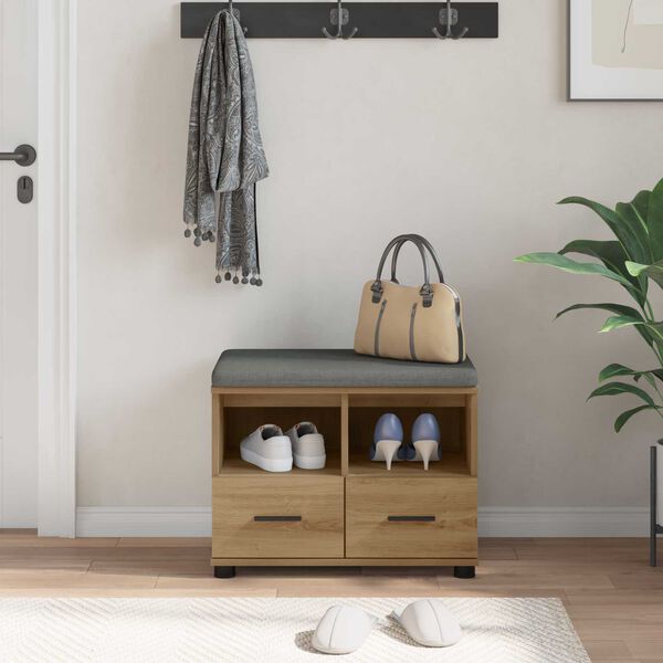 vidaXL Predsieňov&aacute; lavica s vank&uacute;&scaron;om Remeseln&yacute; dub 60 x 38 x 46 cm