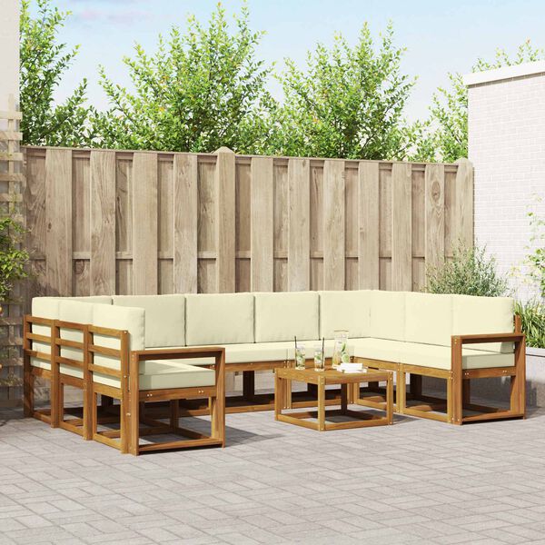 vidaXL Z&aacute;hradn&aacute; s&uacute;prava gaučov s vank&uacute;&scaron;om 10 pcs Pr&iacute;rodn&aacute; a kr&eacute;mov&aacute;