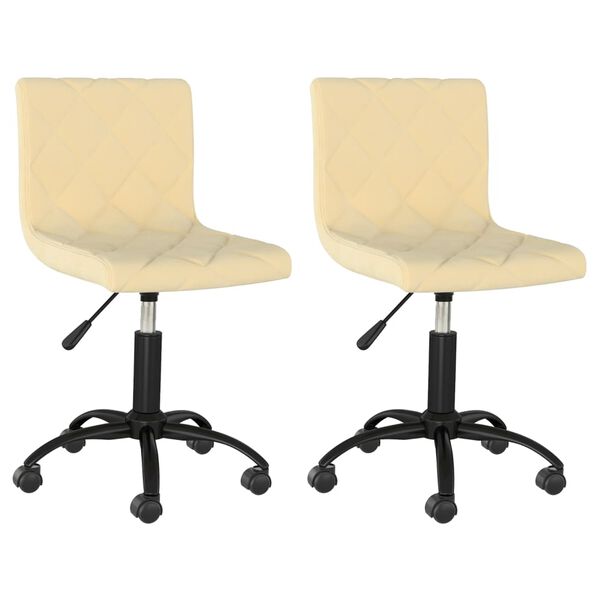 vidaXL Otočn&eacute; jed&aacute;lensk&eacute; stoličky 2 ks kr&eacute;mov&eacute; zamatov&eacute;