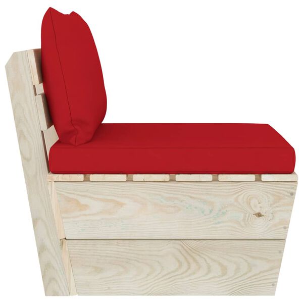 vidaXL Stredová záhradná pohovka z paliet+podložky, impregnovaný smrek