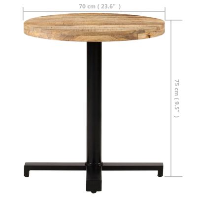 vidaXL Bistro stolík okrúhly Ø70x75 cm surové mangovníkové drevo