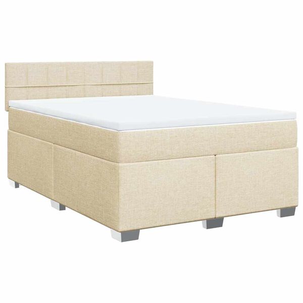 vidaXL Boxspring posteľ s matracom kr&eacute;mov&yacute; 140x190 cm l&aacute;tka