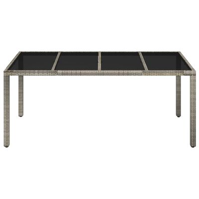 vidaXL Záhradný stôl so sklenenou doskou sivý 190x90x75 cm polyratan