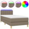 vidaXL Posteľ boxsping s matracom a LED sivohned&aacute; 100x200 cm l&aacute;tka