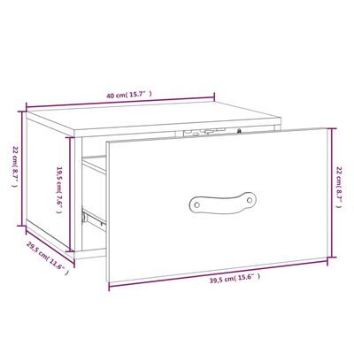 vidaXL Nástenný nočný stolík sivý 40x29,5x22 cm