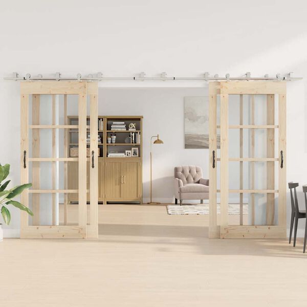 vidaXL Kovanie na posuvn&eacute; dvere 400 cm, nehrdzavej&uacute;ca oceľ, strieborn&eacute;