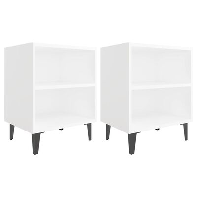vidaXL Nočné stolíky s kovovými nohami 2 ks, biele 40x30x50 cm