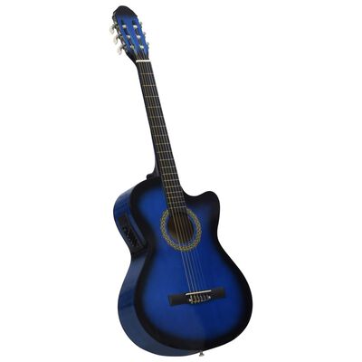 vidaXL Folková klasická gitara s výrezom, ekvalizér, 6 strún, modrá