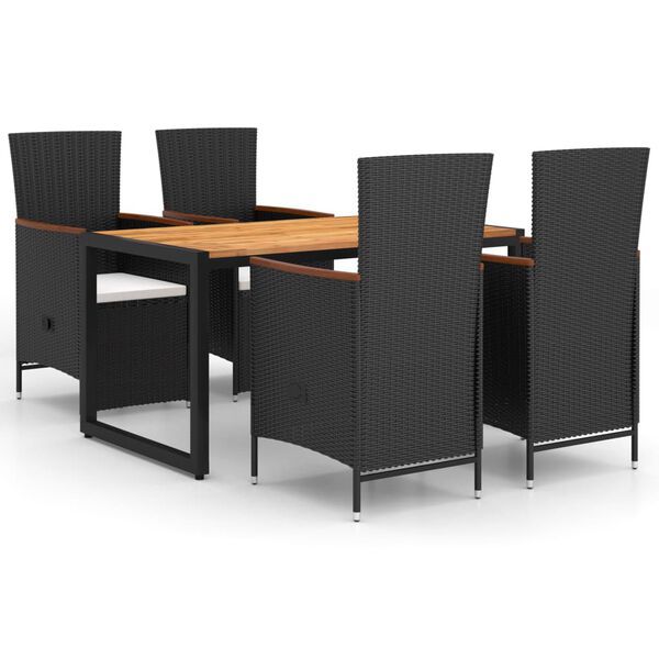 vidaXL 5-dielna z&aacute;hradn&aacute; jed&aacute;lensk&aacute; s&uacute;prava čierna